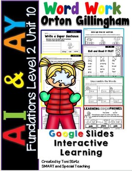 Preview of Distance Learning Google Slides Fun Phonics Vowel Teams AI & AY (Second Grade)