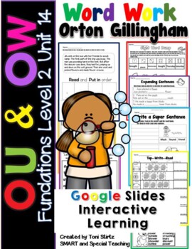 Preview of Distance Learning Google Slides Fun Phonics Vowel Teams OU, OW (Second Grade)