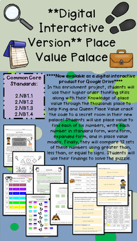 Preview of Distance Learning | Grade 2 Place Value Math Enrichment | Place Value Palace