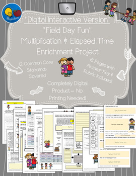 Preview of Distance Learning | Grade 3 Multiplication/ Time Enrichment - Field Day Fun