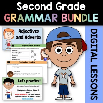 Preview of Grammar Bundle for Second Grade | Interactive Google Slides | 30% off