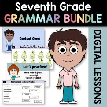 Preview of Grammar Bundle for Seventh Grade | Interactive Google Slides | 30% off