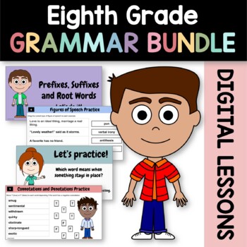 Preview of Grammar Bundle for Eighth Grade - Interactive Google Slides - 30% off