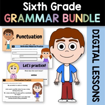 Preview of Grammar Bundle for Sixth Grade | Literacy Interactive Google Slides | 30% off