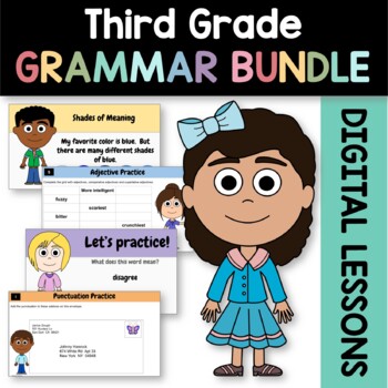Preview of Grammar Bundle for Third Grade | Literacy Interactive Google Slides | 30% off