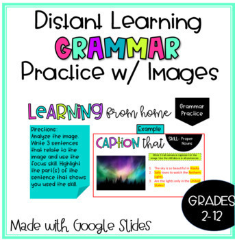 Preview of Distance Learning Grammar Practice w/ Images- SAMPLE 