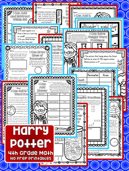 distance learning harry potter fourth grade math packet common core no prep