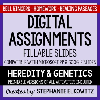Preview of Heredity & Genetics Digital Assignments | Distance Learning & Digital Classrooms