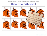 Fall Leaf Math Game: Hide the Whoosh!  1-10, tricky teens,