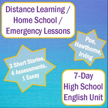 Preview of Distance Learning, Home School, Emergency Lessons: English 7-Day Unit