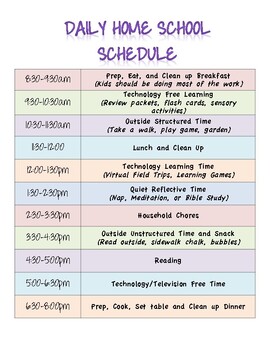 Distance Learning / Home School Schedule by Egg-citing Agriculture