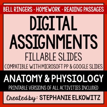 Preview of Human Anatomy & Physiology Digital Assignments | Distance Learning