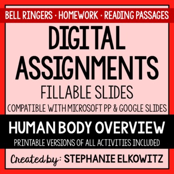 Preview of Human Body Overview Digital Assignments | Distance Learning & Digital Classrooms