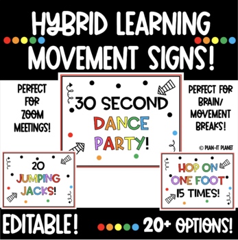 Preview of Distance Learning/Hybrid Brain Breaks! Perfect for Zoom/In-Person! Editable!
