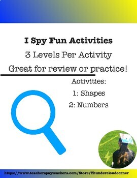 Preview of Distance Learning-I Spy Game Review Shapes and Numbers-No Prep