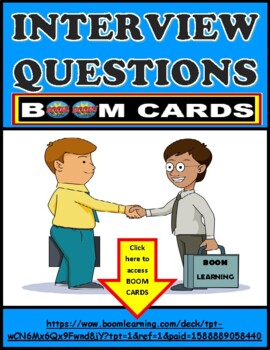 Preview of Real World Life Skills Middle School/High School INTERVIEW QUESTIONS BOOM CARDS