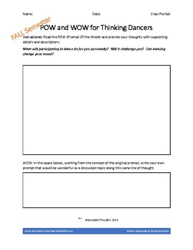 Preview of Distance Learning Ideas - POW and WOW writing prompts for FALL -- 10!