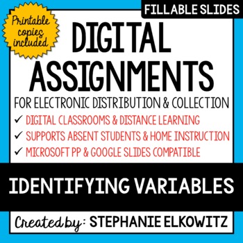 Preview of Identifying Variables Digital Activities | Distance Learning
