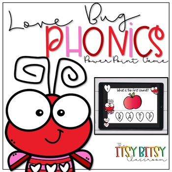 Preview of Distance Learning - Initial Sounds PowerPoint Game!- Valentine Love Bugs