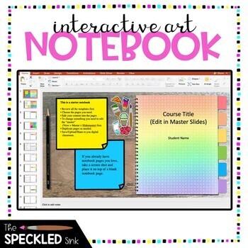 Preview of Distance Learning Interactive Art Notebook. Hybrid & Blended Editable Templates