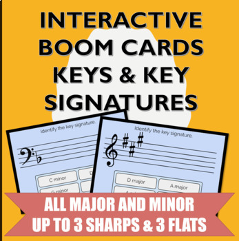 Preview of Distance Learning Interactive Boom Cards - Keys Signatures (up to 3 sharp/flats)