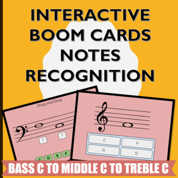 Preview of Distance Learning Interactive Boom Cards - Music Notes Recognition