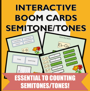 Preview of Distance Learning Interactive Boom Cards for Semitones and Tones