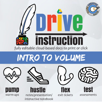 Preview of Intro to Volume - EDITABLE Notes / INB / Tests+++ Drive Math