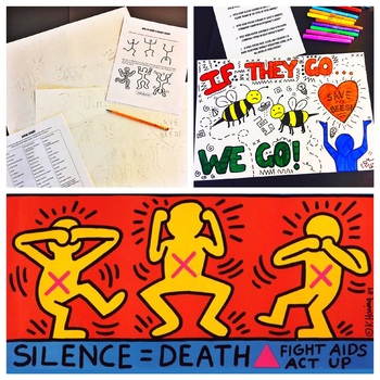 Preview of Distance Learning - Keith Haring Social Issues Poster Lesson