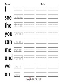 Distance Learning Kindergarten SIPPS Words Writing Practice 1A-53