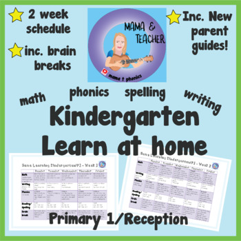 Preview of Distance Learning Kindergarten full 2 week learning schedule inc guides - Part 1