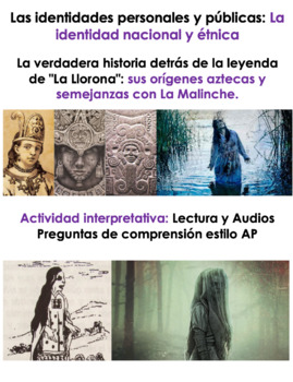 Preview of Distance Learning: Lectura y Audio Video: La llorona y la identidad mexicana