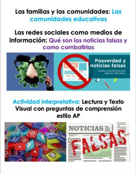 Preview of Distance Learning: Lectura y Textos Visual: Las noticias falsas y redes sociales