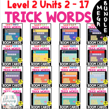 Preview of MEGA BUNDLE Level 2 Units 2 - 17 Trick Word SPELLING & RECOGNITION BOOM CARDS™