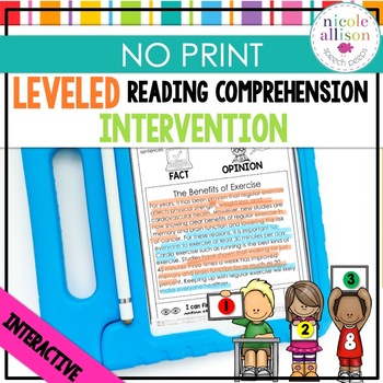 Preview of Distance Learning Leveled Intervention for Reading Comprehension (No Print)