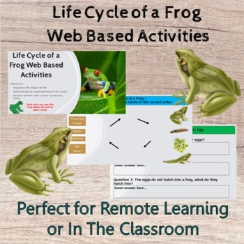 Preview of Distance Learning - Life Cycle of a Frog - Powerpoint - Mini WebQuest - No Prep