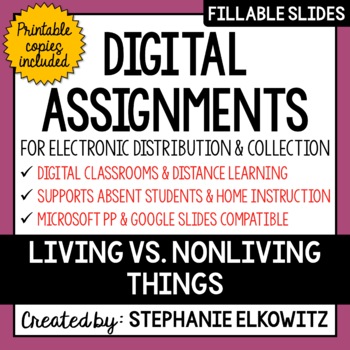 Preview of Living vs. Nonliving Things Digital Activities | Distance Learning