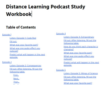 Preview of Distance Learning Mars Patel Workbook Google Docs