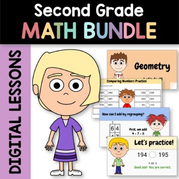 Preview of Math Bundle for Second Grade | Google Slides | 30% off | Math Skills Review