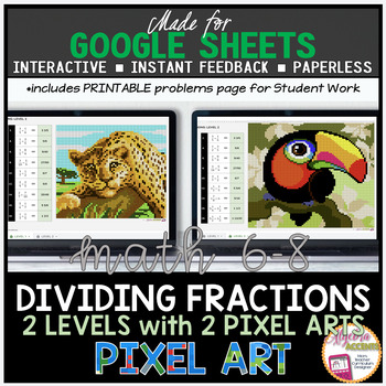Preview of Google Sheets Digital Pixel Art Math Dividing Fractions