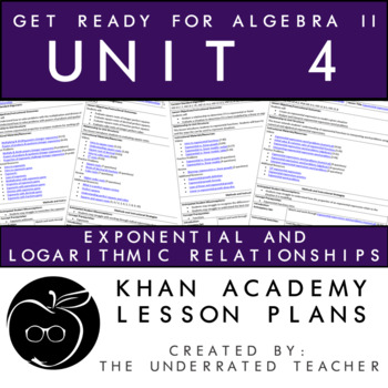 Preview of Get Ready for Algebra 2 Lesson Math Plans + Exponential Logarithmic Relations