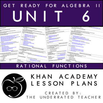 Preview of Get Ready for Algebra 2 Math Lesson Plans + Rational Functions