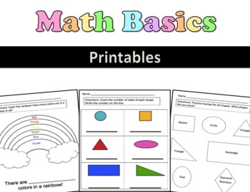 Preview of Math Worksheets for 3K, Pre-K, Preschool and Kindergarten