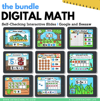 Preview of Digital Math Bundle for Kindergarten Google Slides and PRELOADED to Seesaw