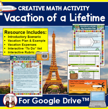 Preview of Digital Math Vacation of a Lifetime Activity Google Compatible