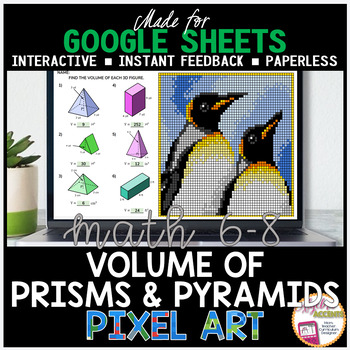 Preview of Google Sheets Digital Resource Pixel Art Math Volume of Prisms and Pyramids