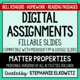 Matter Properties Digital Assignments | Distance Learning 