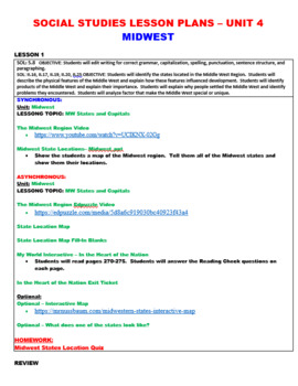 Preview of Distance Learning Midwest Lesson Plans *Editable*