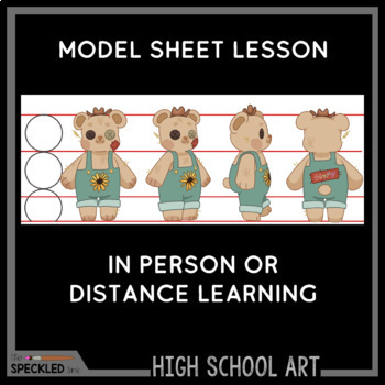 Preview of High School Art Lesson Plan. Model Sheet. Character development. Cartooning.