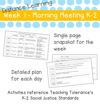 Preview of Morning Meeting Plan - First Week of School Distance Learning